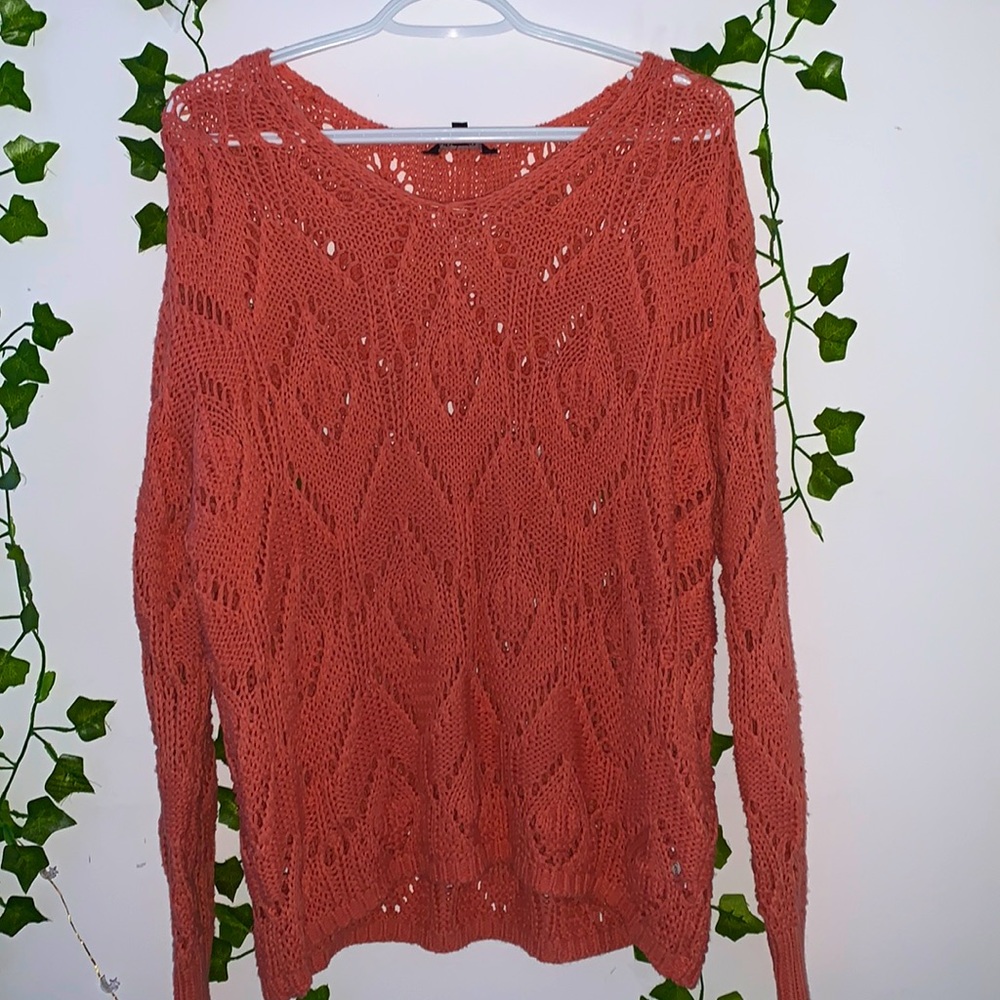 Pink Crochet Design Sweater